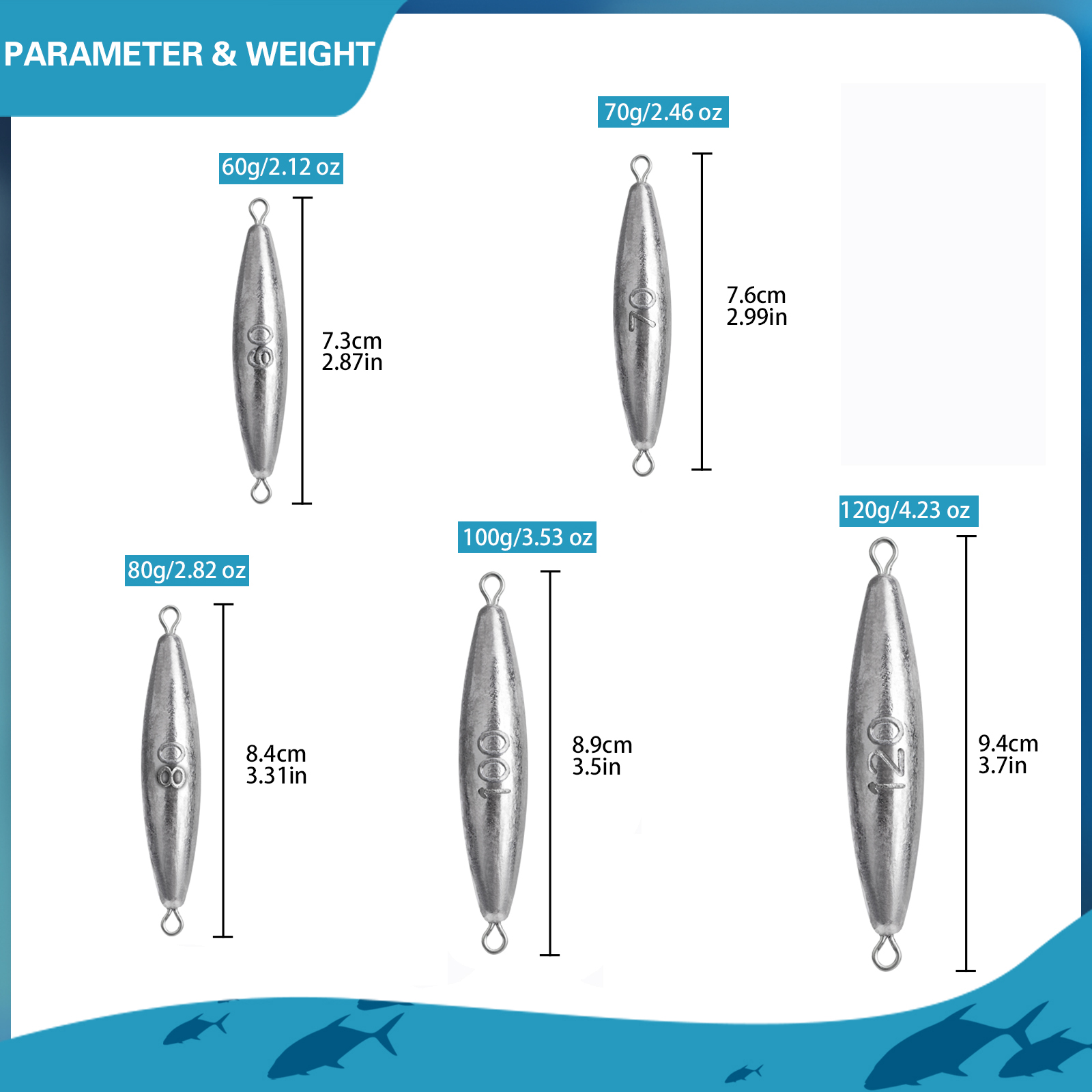 Fishing Equipment Gear - THKFISH 5pcs Inline Trolling Sinker Torpedo