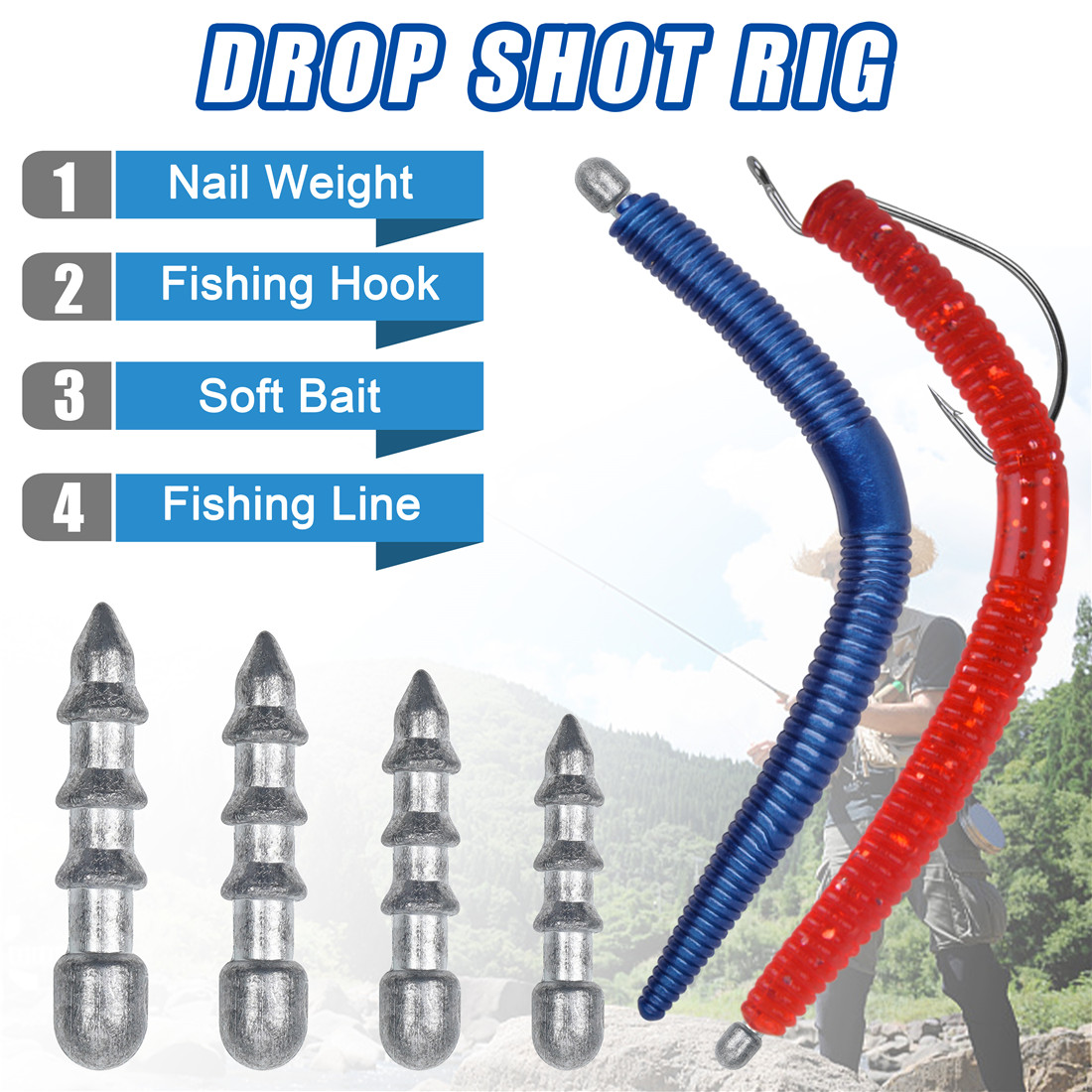 60PCS Nail weights Worm Fishin - đánh giá và giá Fishing Equipment Gear