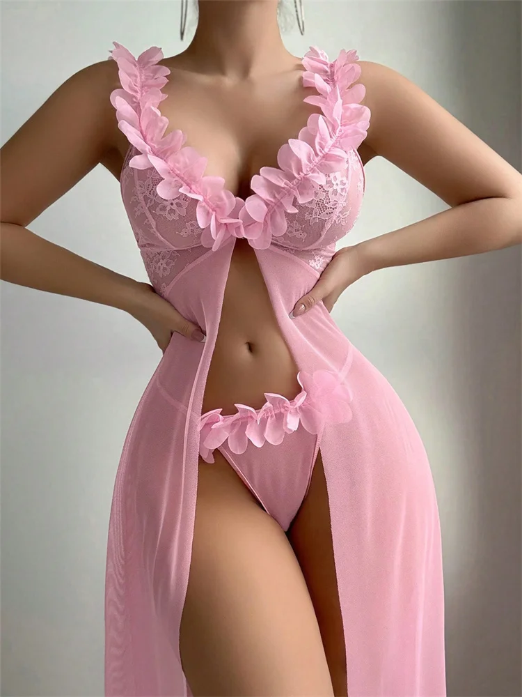 Pink Floral Lace See Through N - đánh giá và giá Waders